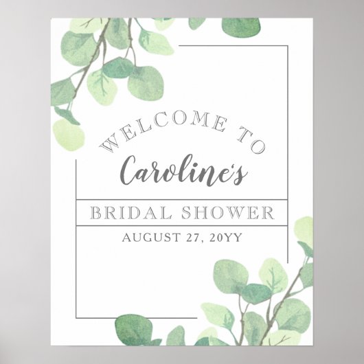 モダンなユーカリグリーンのウェルカムボード 結婚前のお祝い ポスター (正面)