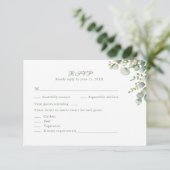 モダンなユーカリグリーンの結婚式出欠確認カード 出欠カード (スタンド正面)