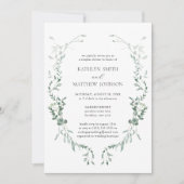モダンなユーカリグリーンウェディングガーデン カップルシャワー 招待状 (正面)