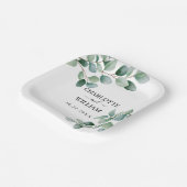 モダンなユーカリグリーンウェディング ペーパープレート (傾斜あり)
