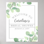 モダンなユーカリグリーンウェルカム シャワーブライダル ポスター (正面)