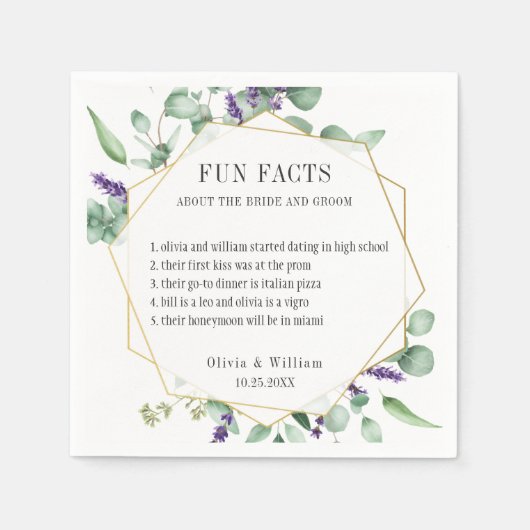 モダンなユーカリグリーン ウェディングの楽しい雑学 スタンダードカクテルナプキン (正面)