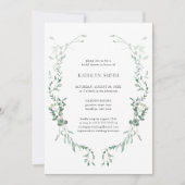 モダンなユーカリグリーン エレガント ブライダルシャワー 招待状 (正面)