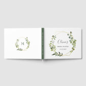 モダンなユーカリ幾何学フレーム ブライダルシャワー ゲストブック (全面)