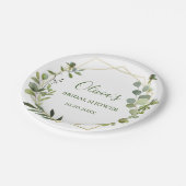 モダンなユーカリ幾何学フレーム ブライダルシャワー ペーパープレート (アングル)