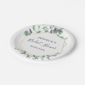 モダンなユーカリ幾何学フレーム ブライダルシャワー ペーパープレート (アングル)