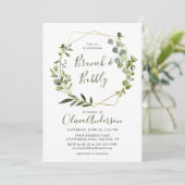 モダンなユーカリ幾何学フレーム ブランシュ & バブルリー 招待状 (スタンド正面)