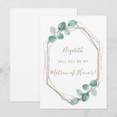 モダンなユーカリ水彩コーヒースクリプトウェディング 招待状 (正面/裏面)