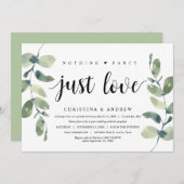 モダンなユーカリ, ブラックインク, ウェディングエロープメント 招待状 (正面/裏面)