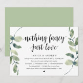 モダンなユーカリ, ブラック, ウェディングエロープパーティー 招待状 (正面/裏面)