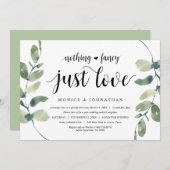 モダンなユーカリ, ブラック, ウェディングエロープメントパーティー 招待状 (正面/裏面)