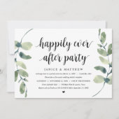 モダンなユーカリ, ブラック, 結婚式の秘密の式典パーティー 招待状 (正面)