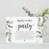 モダンなユーカリ, ブラック, 結婚式の秘密の誓いパーティー 招待状 (スタンド正面)