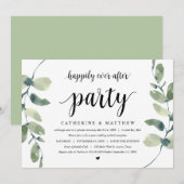 モダンなユーカリ, ブラック, 結婚式の秘密の誓いパーティー 招待状 (正面/裏面)