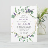 モダンなユーカリ ラベンダー リハーサル ディナー 招待状 (スタンド正面)