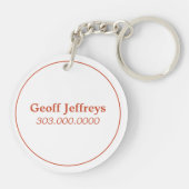 モダンなライオンのロゴのオレンジパーソナライズ キーホルダー (裏面)