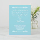 モダンなライトブルーとホワイトの結婚式招待状 招待状 (スタンド正面)