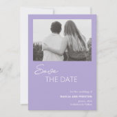 モダンなライラックの写真の結婚式 セーブザデート (正面)