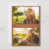 モダンなラインのテラコッタ3枚写真 卒業パーティー招待状 招待状 (裏面)