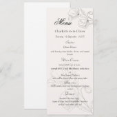 モダンなラインアートのフラワーモチーフの結婚式披露宴メニュー メニュー (正面/裏面)
