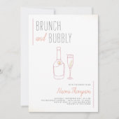 モダンなライン描画のゴールドシャンパンブランシュ&バブルリー 招待状 (正面)