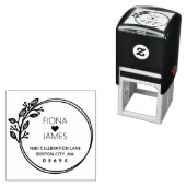 モダンなラウレルの円形結婚式返信住所 セルフインキングスタンプ (インサイチュ)