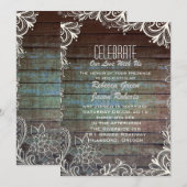 モダンなラスティックな樽材レースのウェディング 招待状 (正面/裏面)