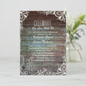 モダンなラスティックバーンウッドレースのウェディング 招待状 (スタンド正面)