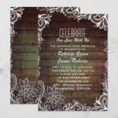 モダンなラスティックバーンウッドレースカントリーウェディング 招待状 (正面/裏面)