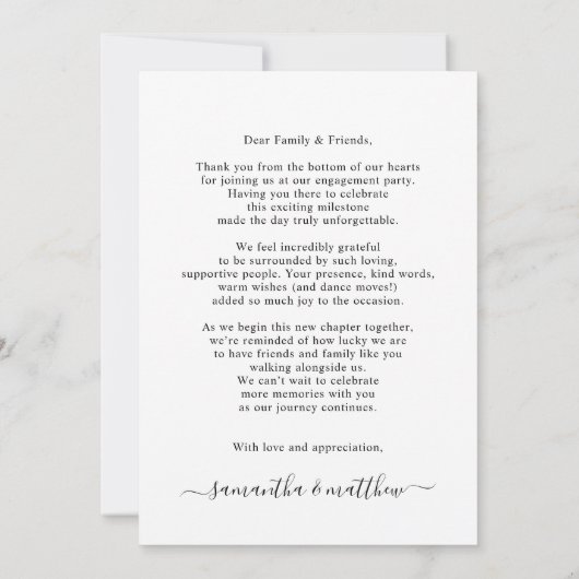 モダンなラスティックフォトエンゲージメントサンキューカード サンキューカード (裏面)