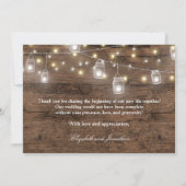 モダンなラスティック メイソンジャー ライト サンキューカード (裏面)