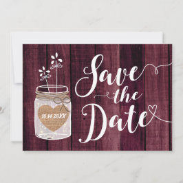 モダンなラスティック メイソンジャー 結婚式のSave the Date セーブザデート
