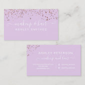 モダンなラベンダーのばら色の金ゴールドの紙吹雪の化粧の毛 名刺 (正面/裏面)