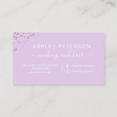 モダンなラベンダーのばら色の金ゴールドの紙吹雪の化粧の毛 名刺 (裏面)