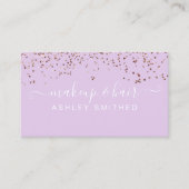 モダンなラベンダーのばら色の金ゴールドの紙吹雪の化粧の毛 名刺 (正面)