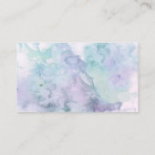 モダンなラベンダーの紫色のターコイズの水彩画のヨガ 名刺 (裏面)
