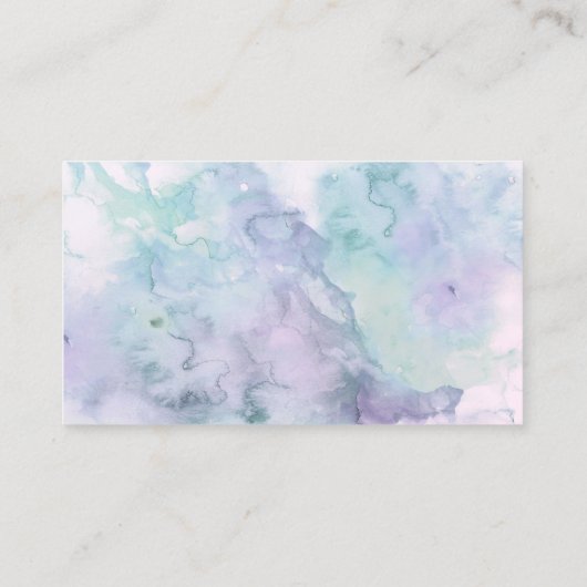 モダンなラベンダーの紫色のターコイズの水彩画のヨガ 名刺 (裏面)