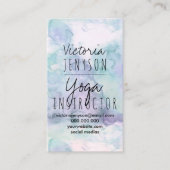モダンなラベンダーの紫色のターコイズの水彩画のヨガ 名刺 (正面)