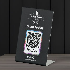 モダンなラメサロンスキャンしてPaypal QRコードを支払う 台座サイン