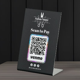 モダンなラメサロンスキャン Venmo QRコード 支払い用 台座サイン