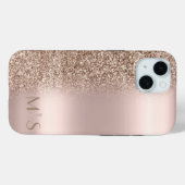 モダンなラメ入りグラデーション ローズゴールド モノグラム Case-Mate iPhoneケース (裏面 (横))