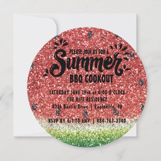 モダンなラメ入りスイカのサマーBBQパーティー (正面)