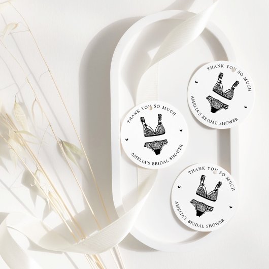 モダンなランジェリー ブライダルシャワーのお礼 フェイバータグ