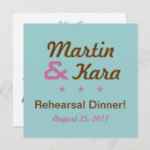 モダンなリハーサルの夕食の正方形の招待状(青い) 招待状 (正面/裏面)