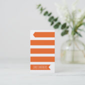 モダンなリボンの名刺(オレンジ) 名刺 (スタンド正面)