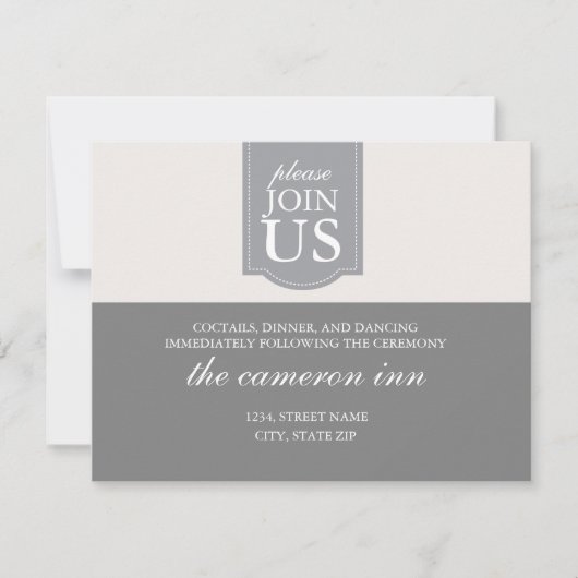 モダンなリボン付き結婚式の受付カード 招待状 (正面)