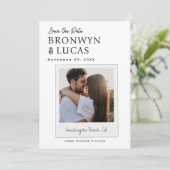 モダンなルスティック ブラック&ホワイト ポラロイド写真 セーブザデート (スタンド正面)