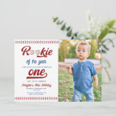 モダンなルーキーの年の写真 野球の誕生日 招待状 (スタンド正面)