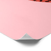 モダンなレオパードイラストの動物アート 赤＆ピンク ポスター (角)