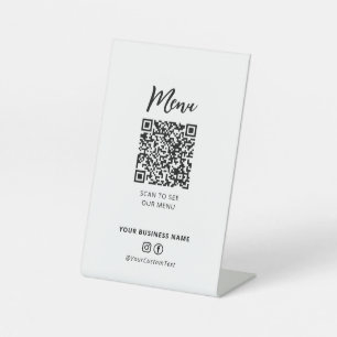 モダンなレストランのメニューQRコードソーシャルメディアサイン 台座サイン
